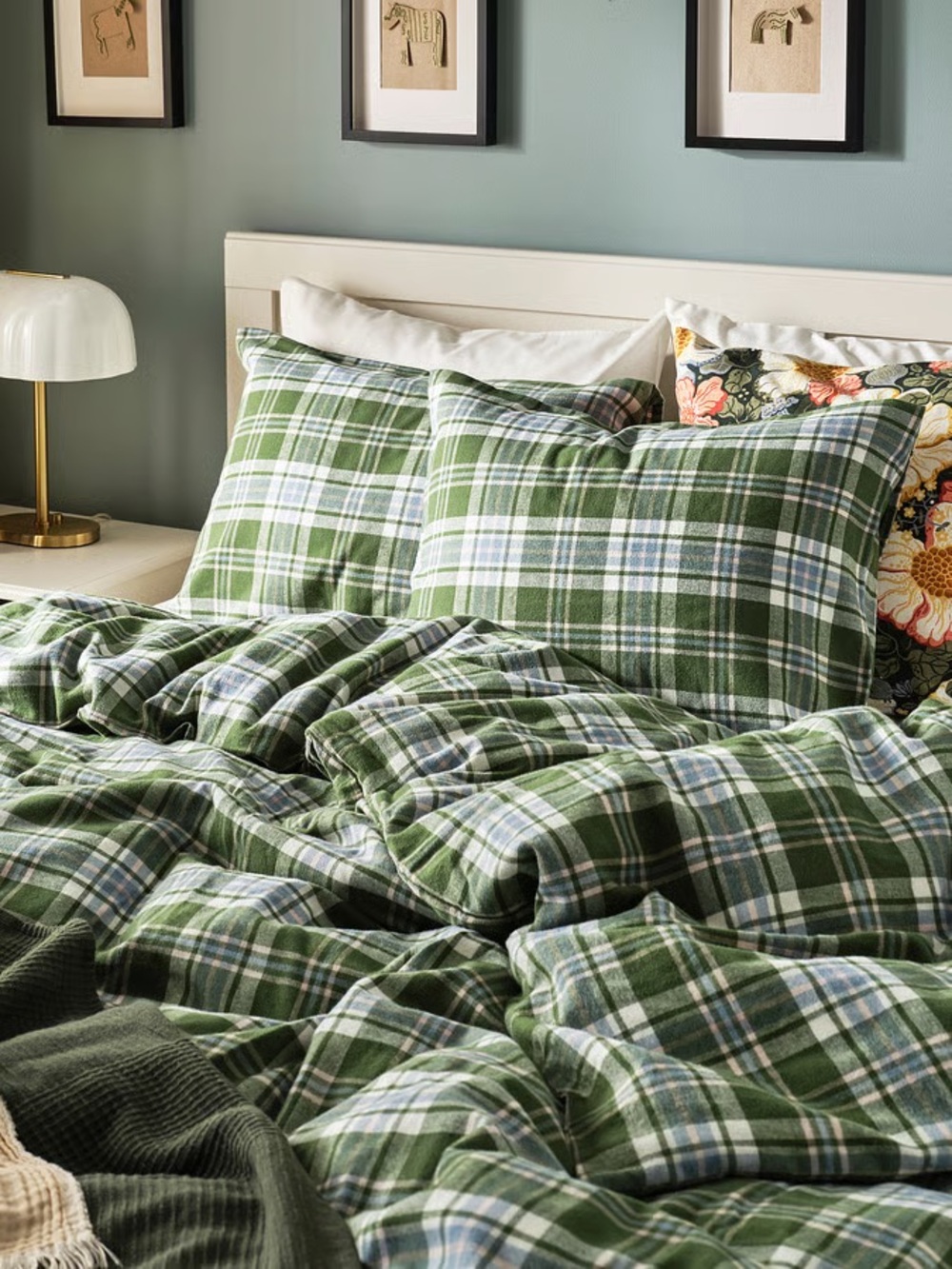 Green Plaid Duvet Set - Full/Queen